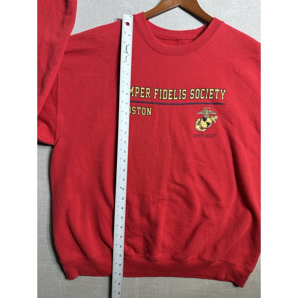Semper Fidelis Society Sweatshirt Marines Large Red Boston 1987-2017 Crewneck - Picture 4 of 6